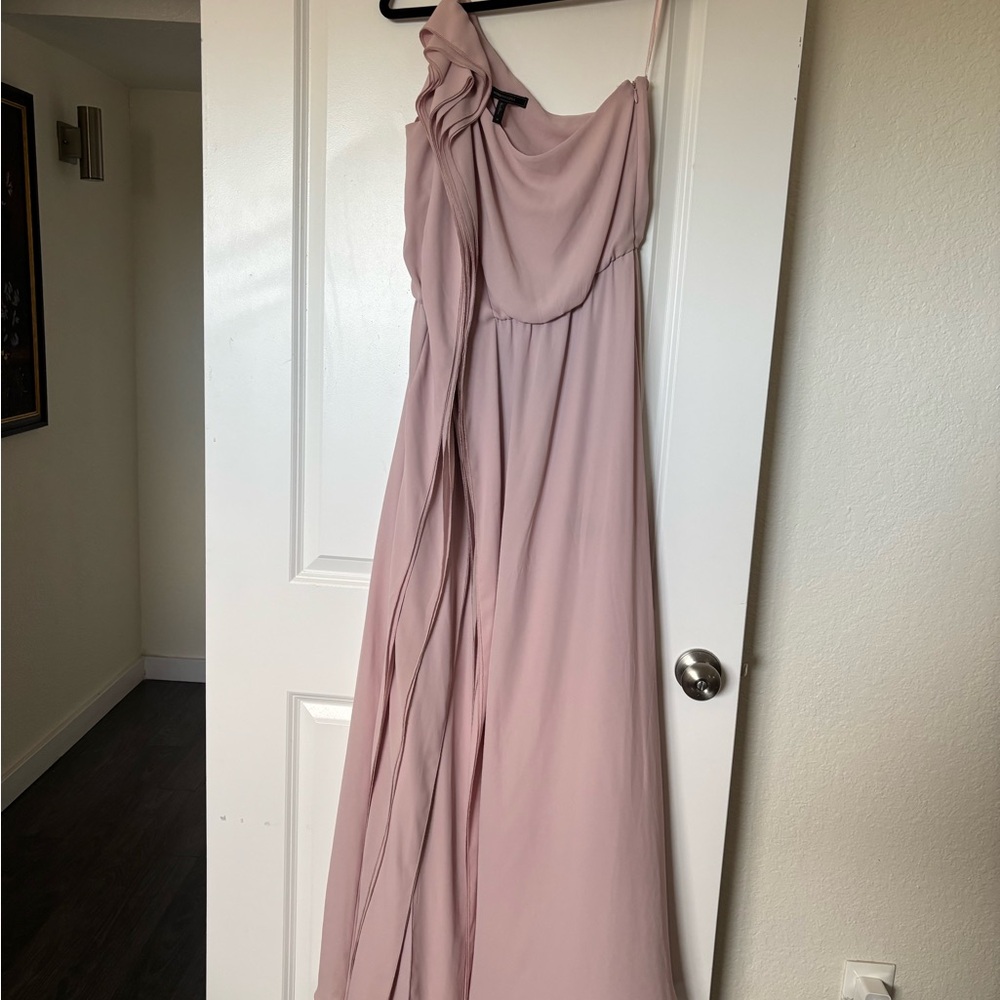 BCBGMaxAzria Pink One Shoulder Asymmetrical Gown